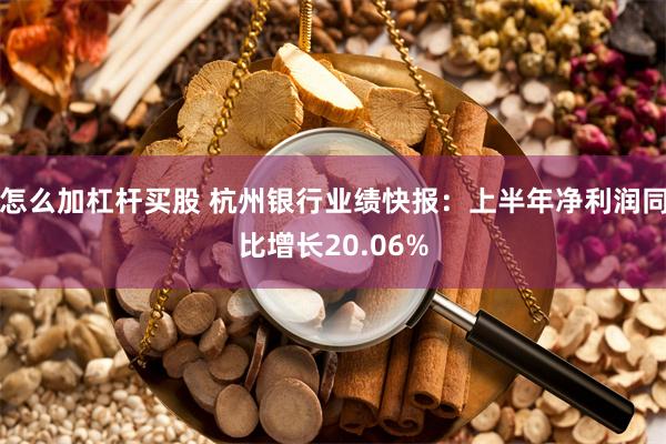 怎么加杠杆买股 杭州银行业绩快报：上半年净利润同比增长20.06%